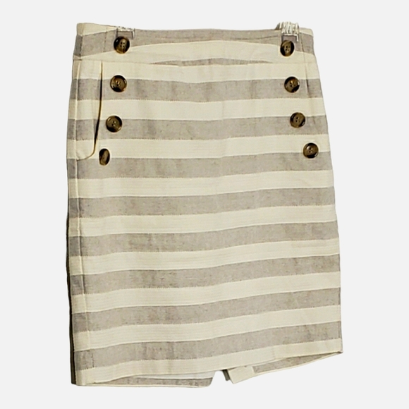 Loft Petites Woven sailor French Breton Nautical Preppy Striped Cotton Skirt 8p - Picture 1 of 14